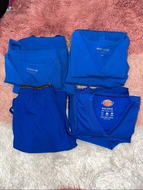 Blue Scrub Tops and Pants- bundle includes x 2 mandala, 1 dickies and 1 💙soul
